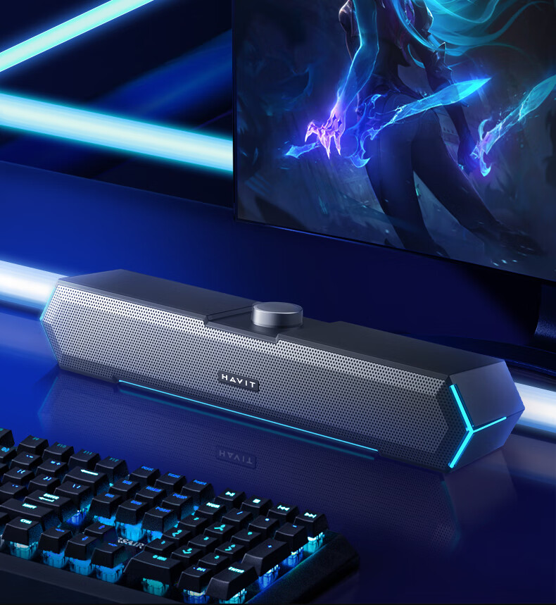 Компьютерная акустика Havit M19, Bluetooth 5.3, USB, RGB подсветка, 2.0, черный