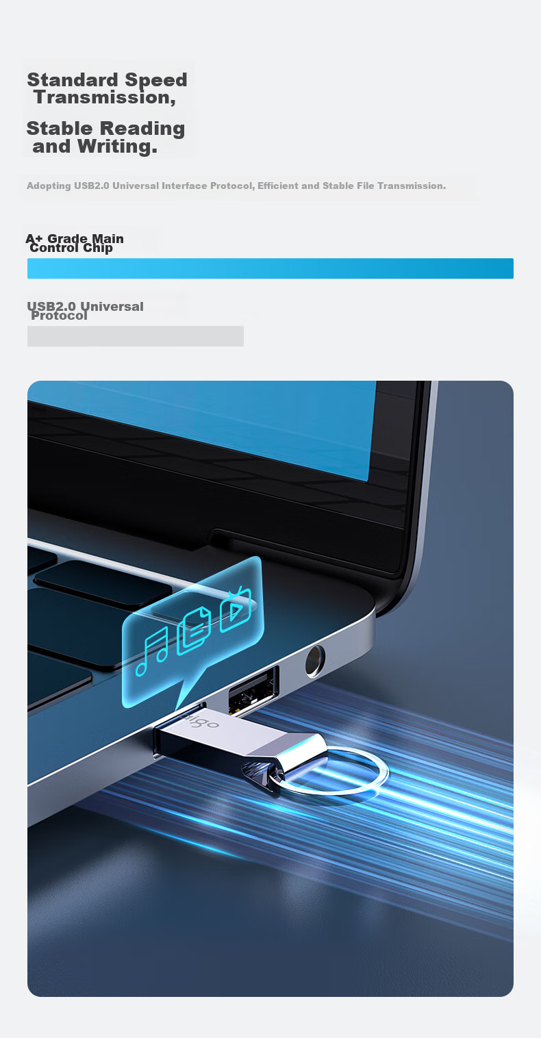 USB-накопитель Aigo U210, 64 ГБ, USB 2.0, металлический корпус, водонепроницаемый, серебристый