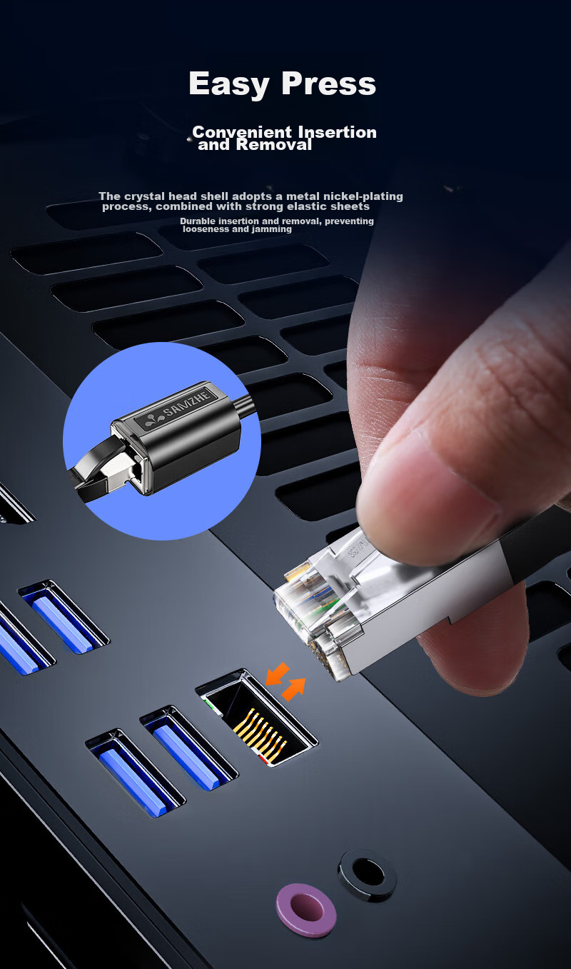 Сетевой кабель-удлинитель SAMZHE 650YC Cat6 Gigabit, 5 метров, чистая медь, разъем RJ45 "папа-мама"
