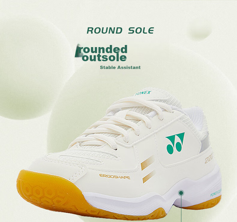 Кроссовки для бадминтона YONEX SHB220JRCR, детская модель, противоскользящие, амортизирующие, комфортные, цвет бежевый, размер 36