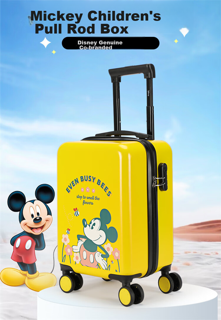 Детский чемодан Mesuca X Disney на 4 колесах, 16 дюймов, с кодовым замком, для путешествий и школы, подарок на день рождения