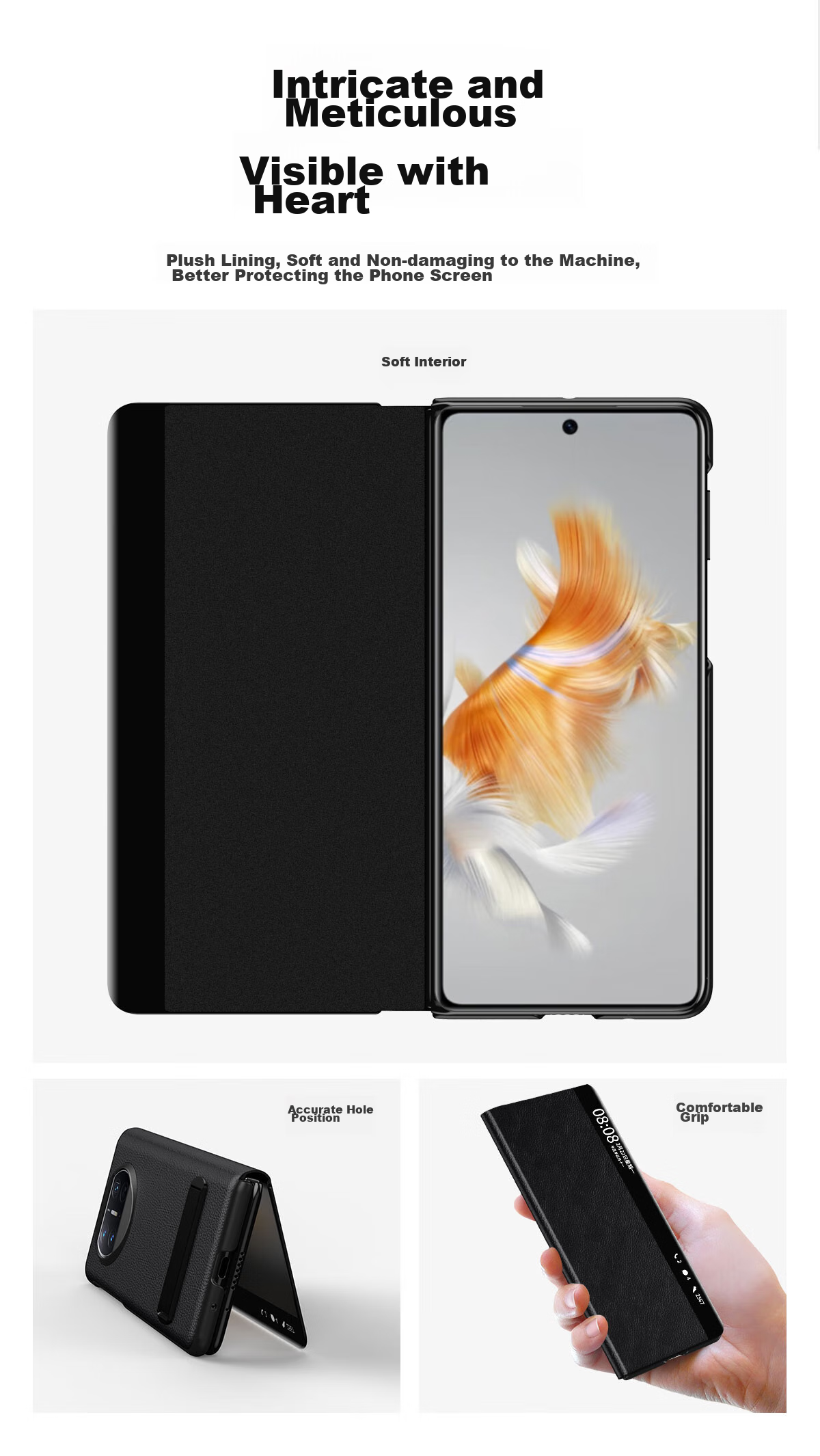 Чехол для телефона ZhengJian для Huawei Mate X3, кожаный, противоударный, черный