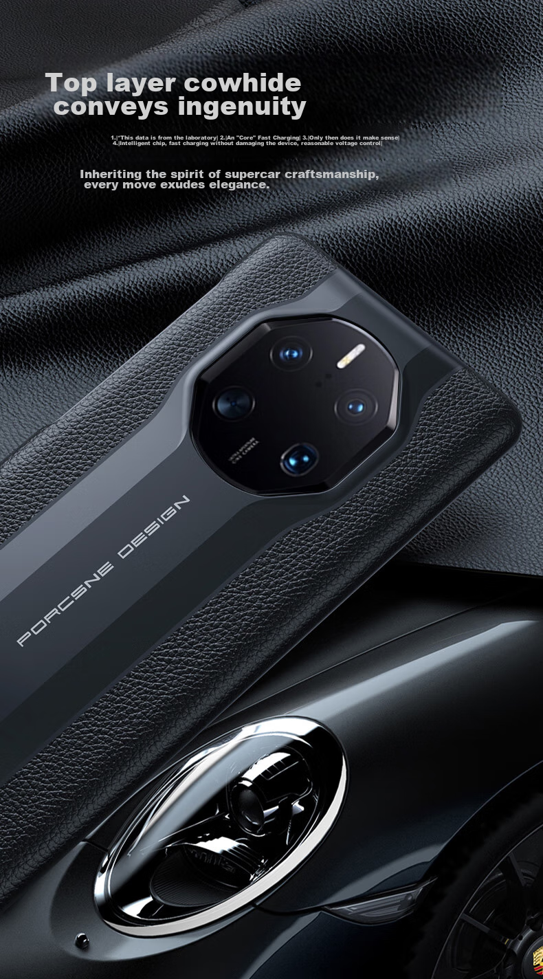 Чехол Porsche Design для Huawei Mate50 RS / Mate50 Porsche Edition, классическая версия, натуральная кожа, ультратонкий, полное покрытие, ударопрочный, элегантный черный