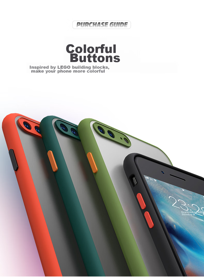Чехол для Apple iPhone 7 Plus/8 Plus, Baozou, с полной защитой линз, противоударный, с защитой от отпечатков пальцев, силиконовый мягкий край, контрастный прозрачный матовый дизайн, для мужчин и женщин, черный