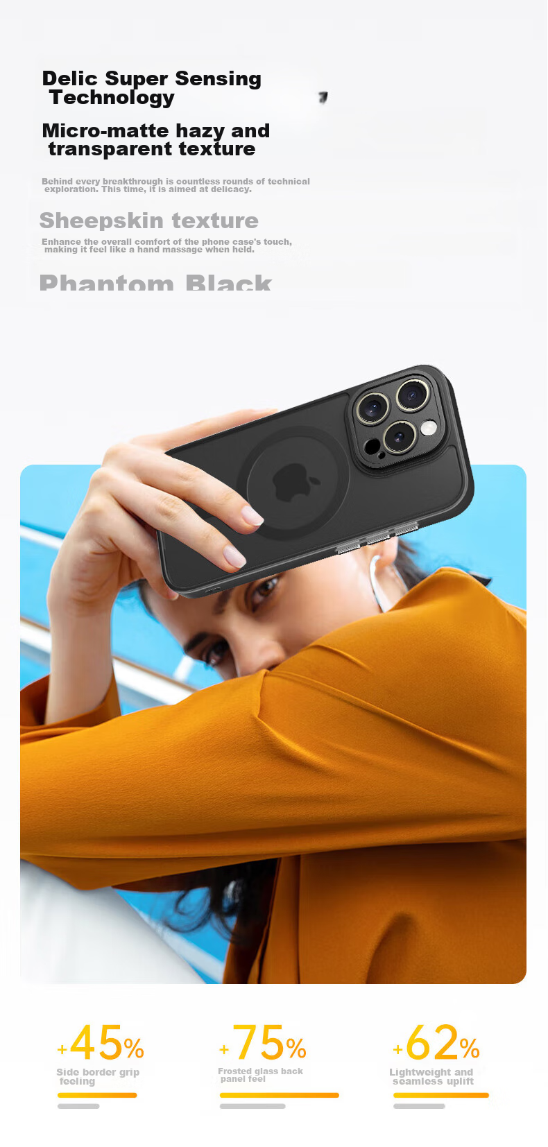 Чехол KEKLLE для iPhone 15 Pro, магнитно-поглощающий, анти-капля, защита объектива, синий