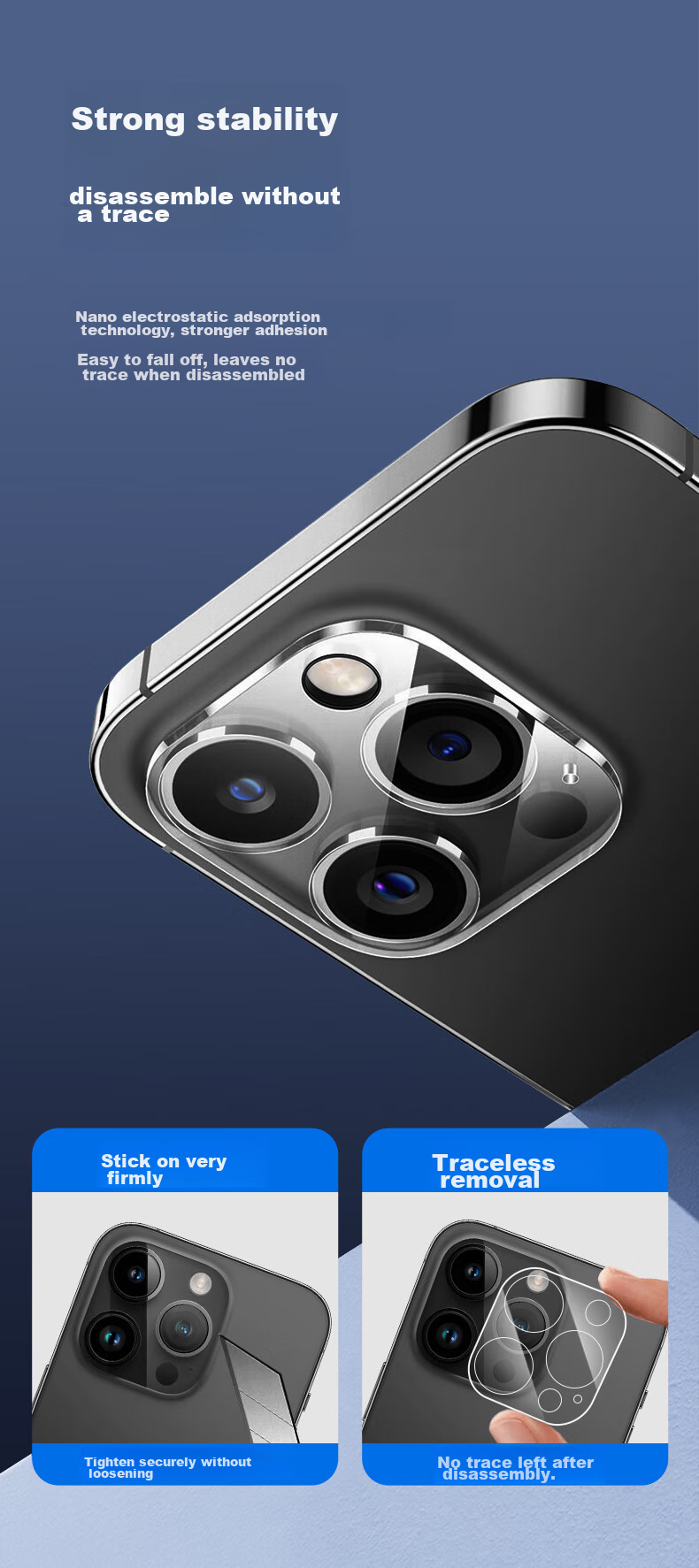 Защитная пленка PISEN для задней камеры Apple iPhone 15 Pro/15 Pro Max, HD Clear, 2 шт.
