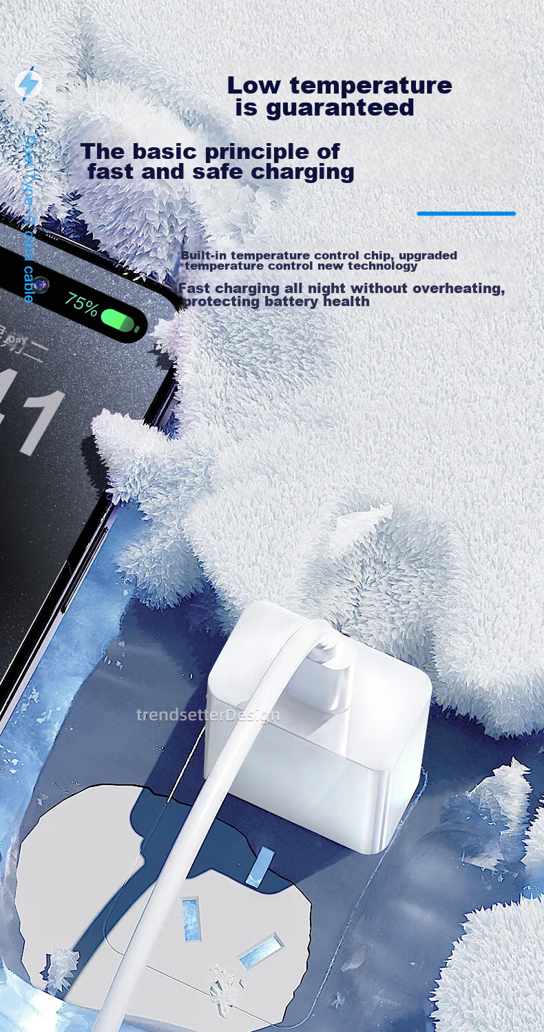 Зарядное устройство Chaofan 20W PD для iPhone 15/16/17, блок питания и кабель Type-C