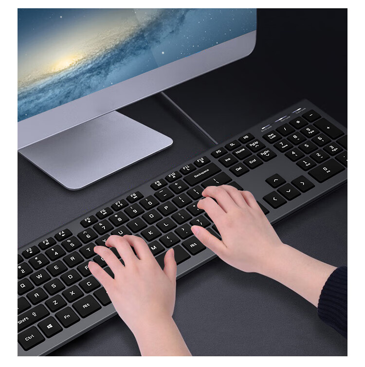 Проводная офисная клавиатура Aigo V700 с 2 USB-портами, титаново-серый