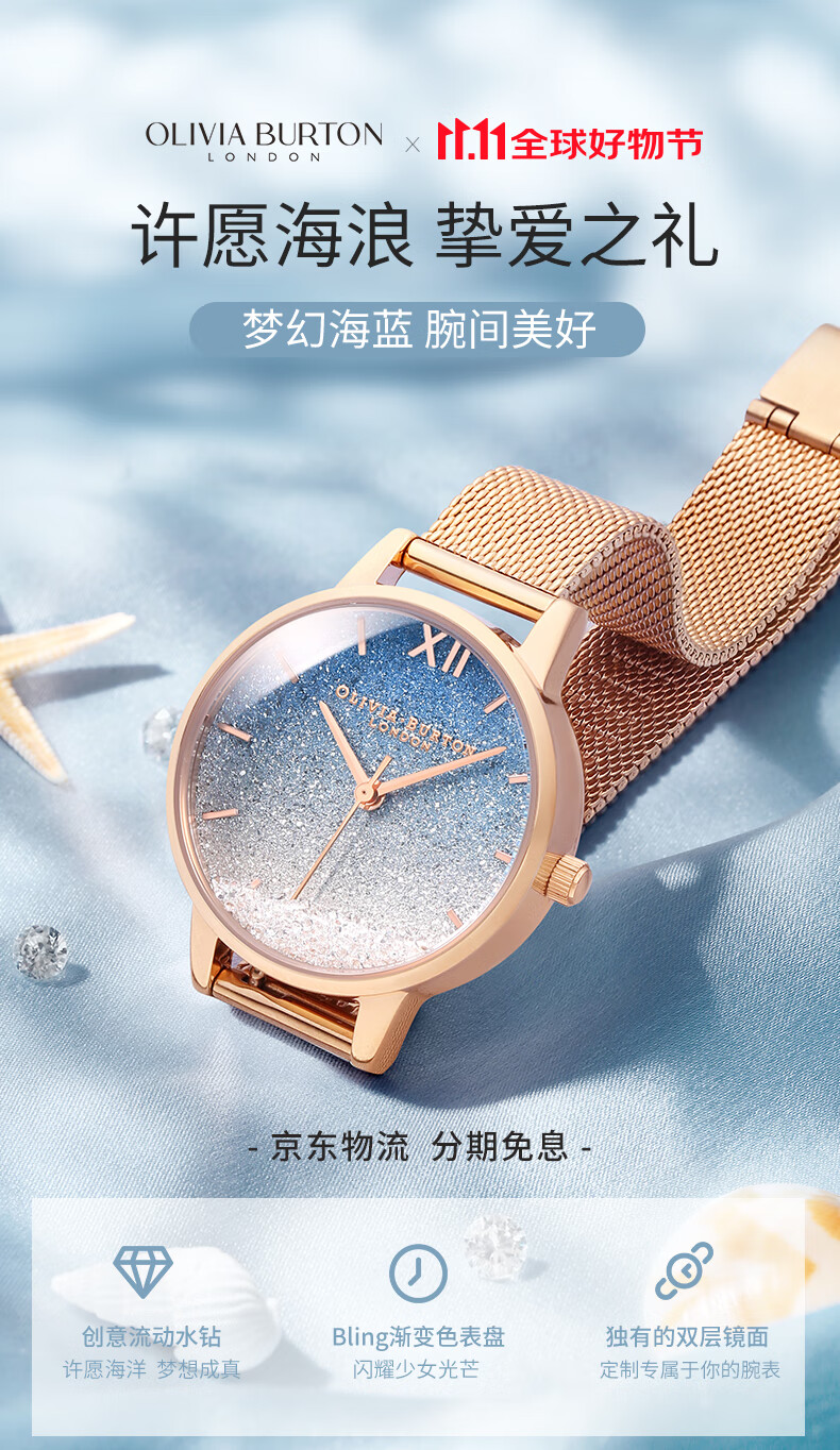 Женские часы OLIVIA BURTON Ob Self-Operated Starry Sky Western Watch, OB16EX204, синие
