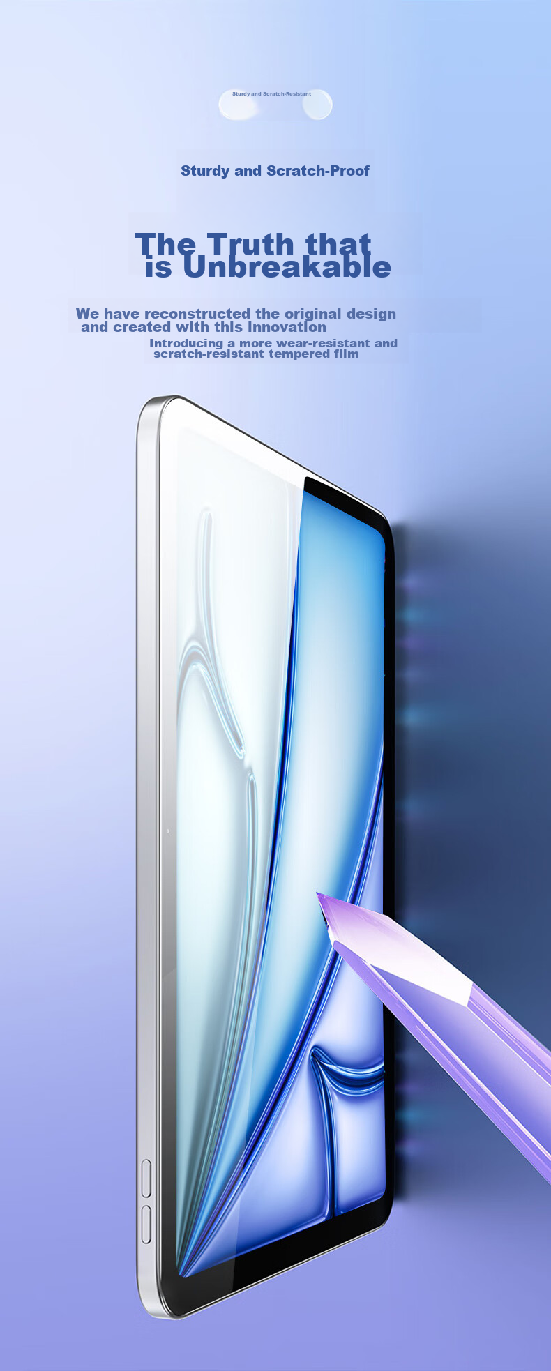 Защитное стекло PISEN для iPad Air 7/6 11 дюймов (M3 2025), полноэкранное, противоударное, антибликовое, закаленное стекло