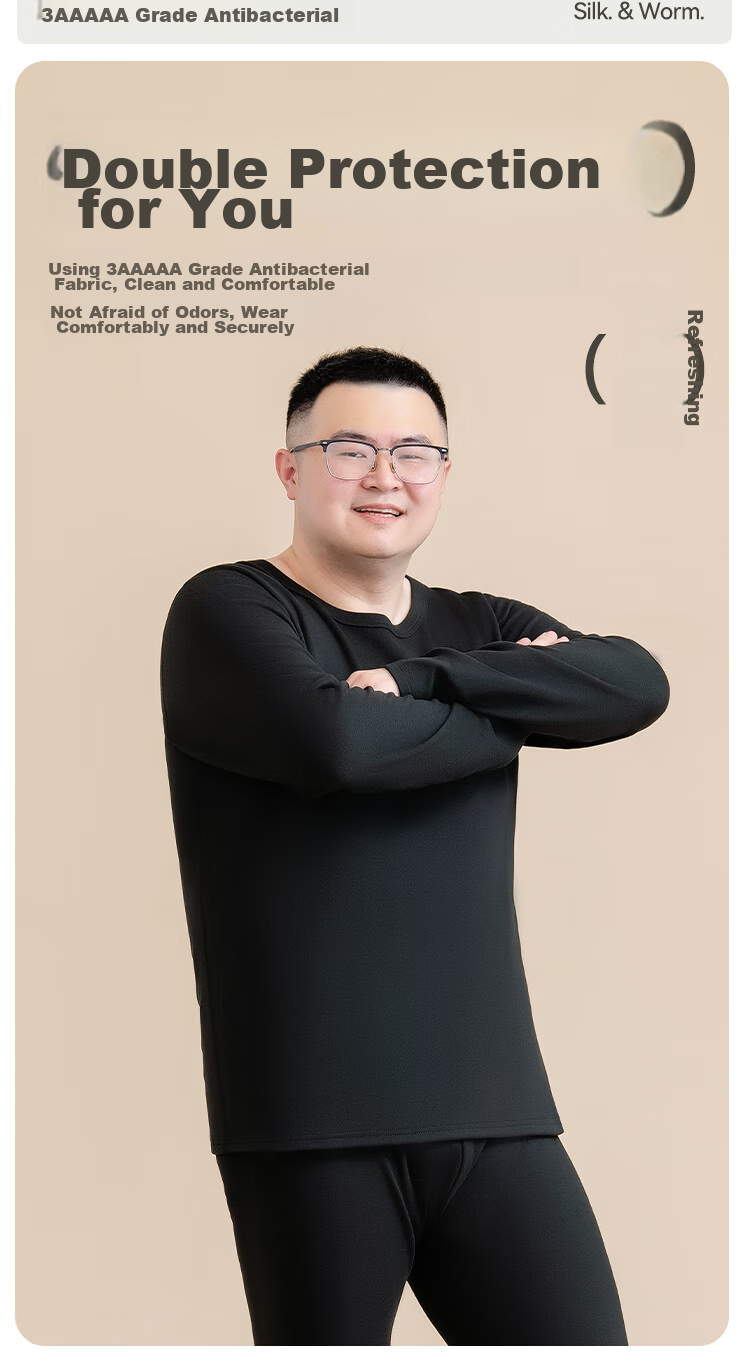 Мужское термобелье Yiershuang, комплект из кашемира и шелка, утепленное, больших размеров, для осени