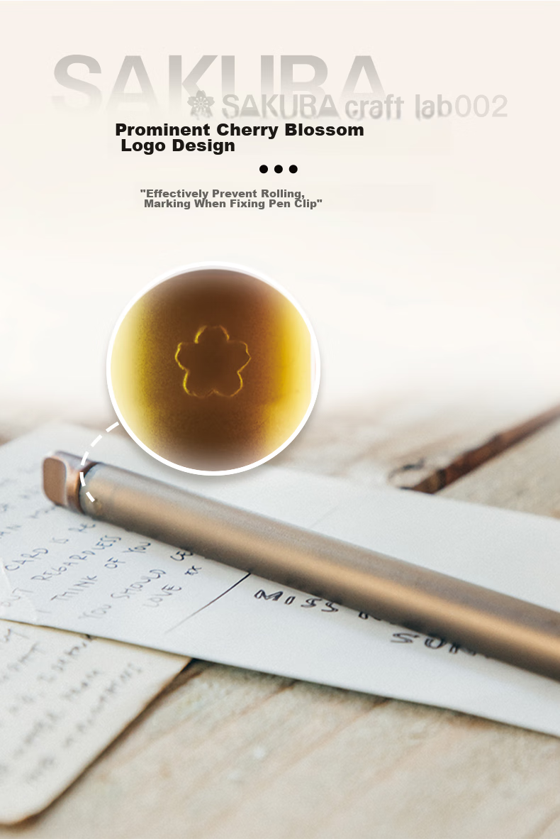 SAKURA Craft Lab 002 Yellow, Японская шариковая ручка, подарочный набор, латунный корпус, 0.5 мм, черные чернила