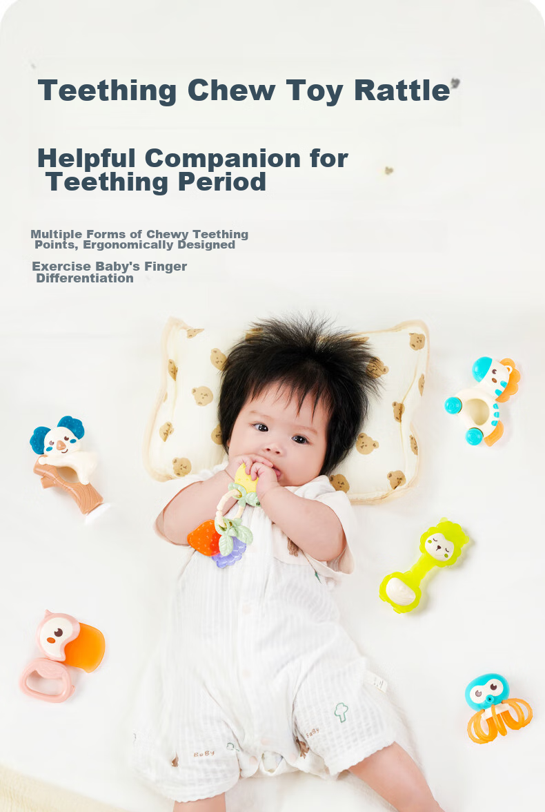 Подарочный набор Jollybaby для новорожденных: погремушка, прорезыватель, развивающая игрушка для захвата, 0-6 месяцев