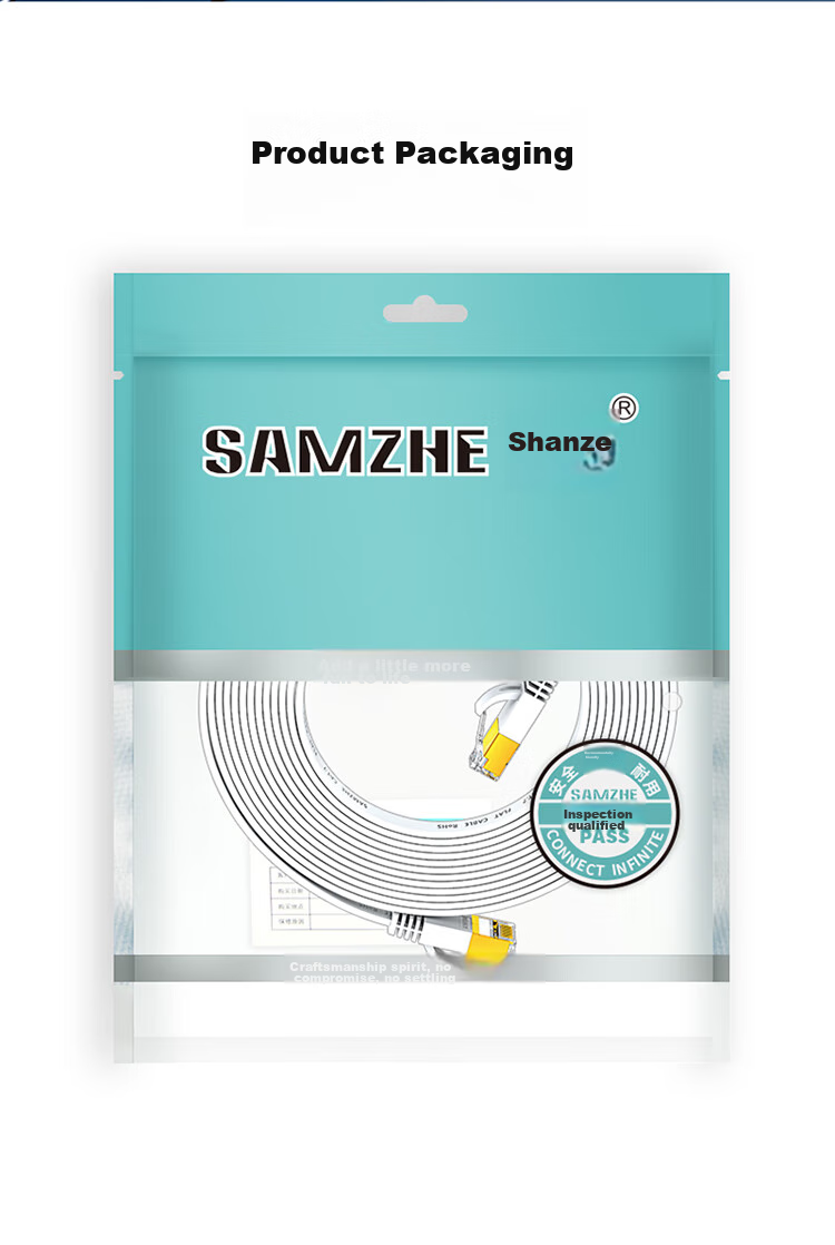 Сетевой кабель SAMZHE CAT7 Flat Pure Copper Shielded Ethernet Cable, 10 Gigabit Computer Broadband Home Patch Cord, Flat Cable, White 3 Meters CAT-703A