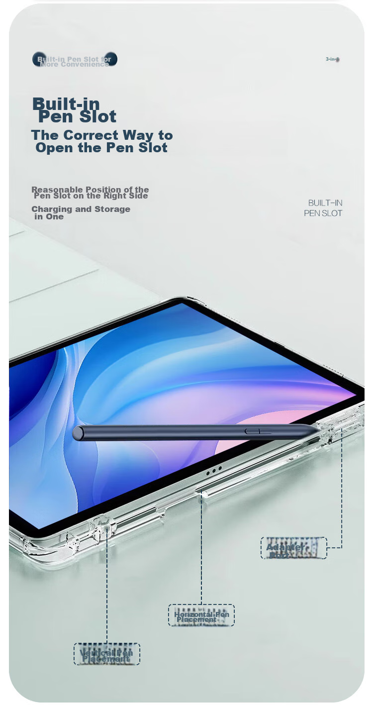 Защитный чехол JPLAYER для Huawei MatePad SE 2024, 11 дюймов, с отделением для стилуса, прозрачный, с функцией сна/пробуждения, противоударный