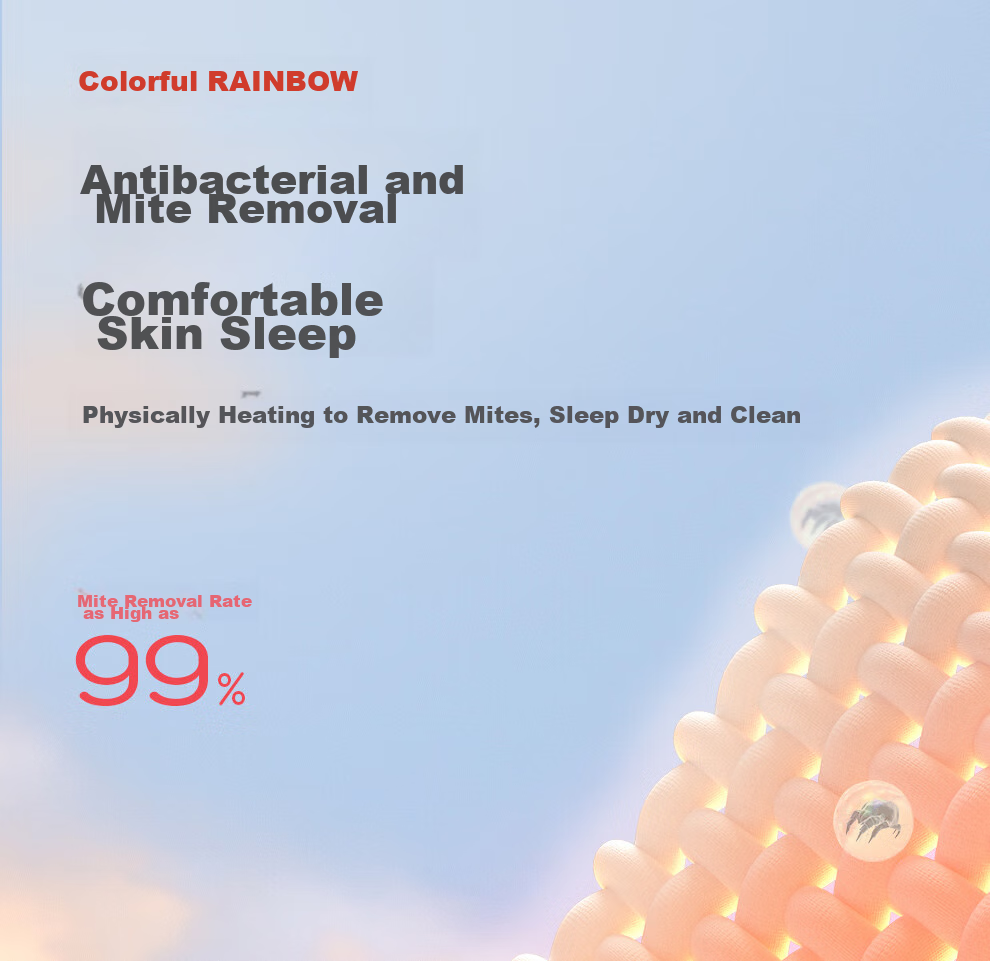 Электрическое одеяло RAINBOW, односпальное, антибактериальное, с защитой от клещей, 150x70 см