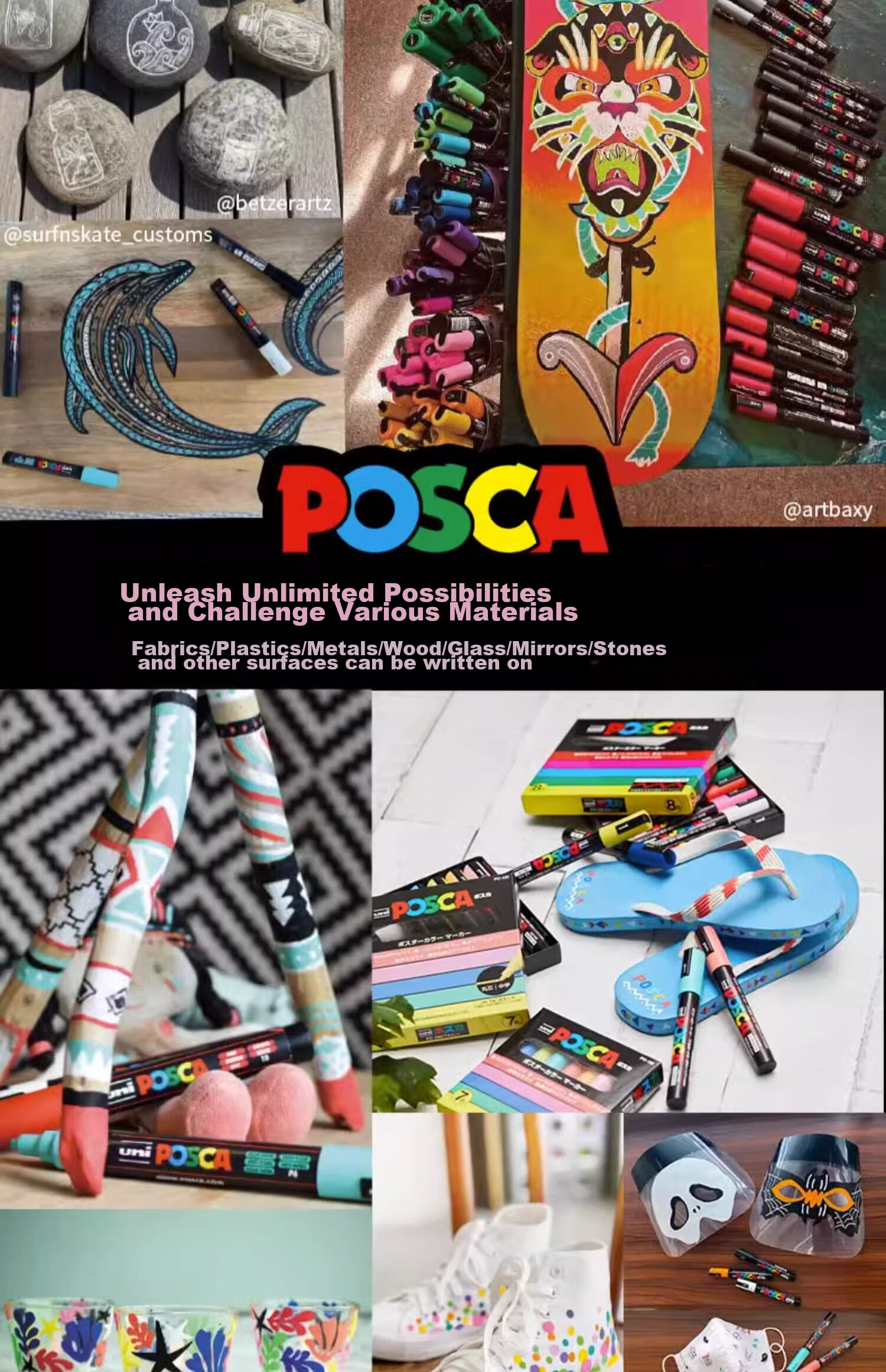 Акриловый маркер Uni Mitsubishi POSCA (ультратонкий), кораллово-розовый, наконечник-кисть PC-1M, для постеров, рекламы, рисования, граффити, акварельный, арт-образование