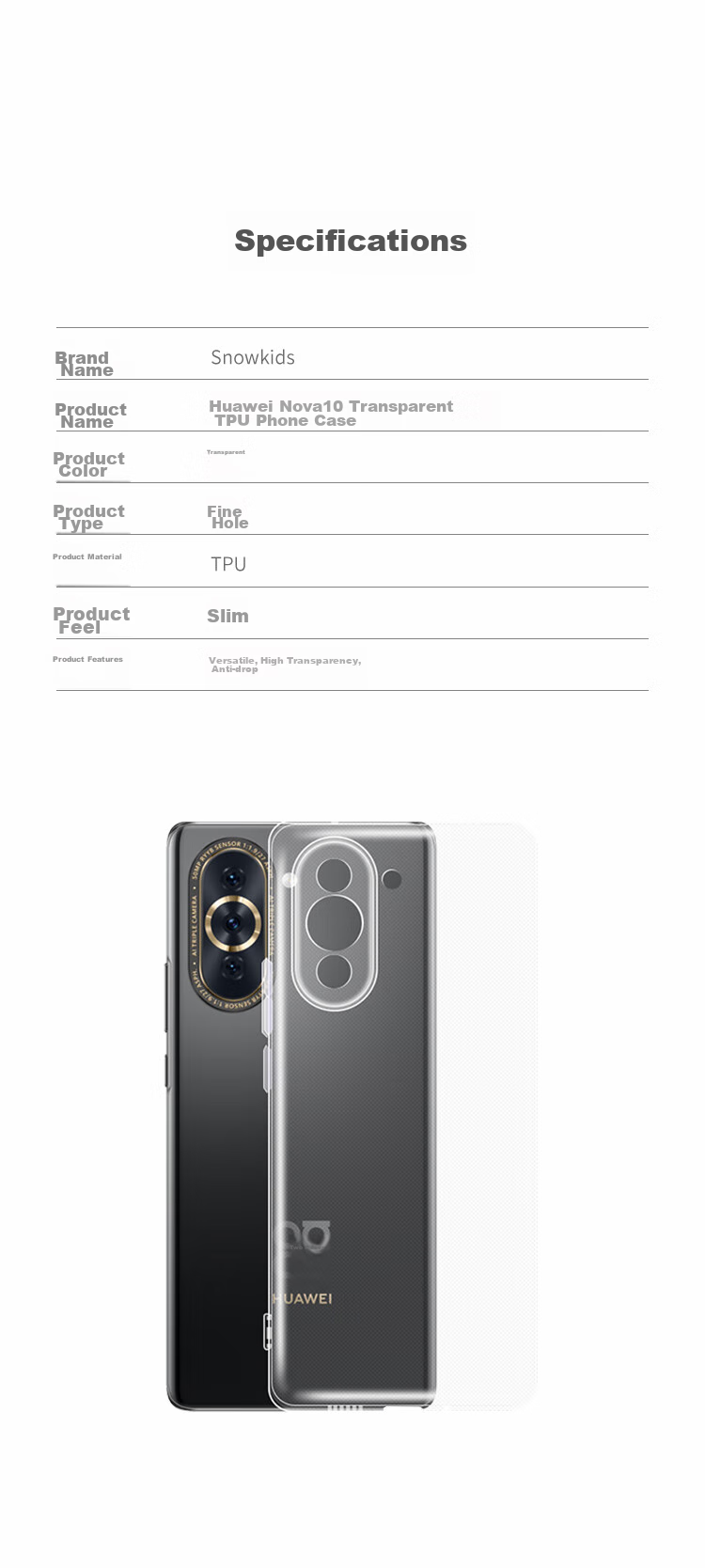 Прозрачный чехол для Huawei Nova 10