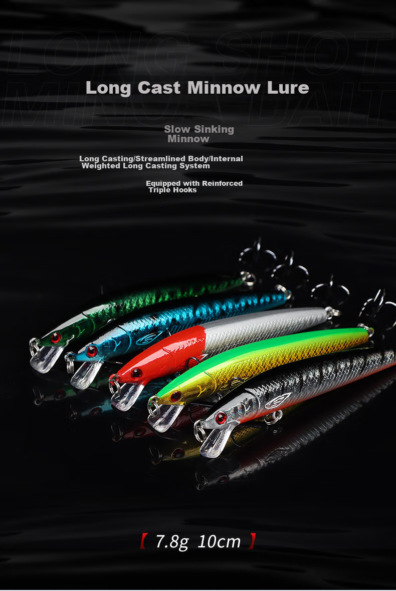 Искусственная приманка Xionghuo Minnow, 5 шт., 7.8 г, медленно тонущая, для пресной и соленой воды, реалистичная