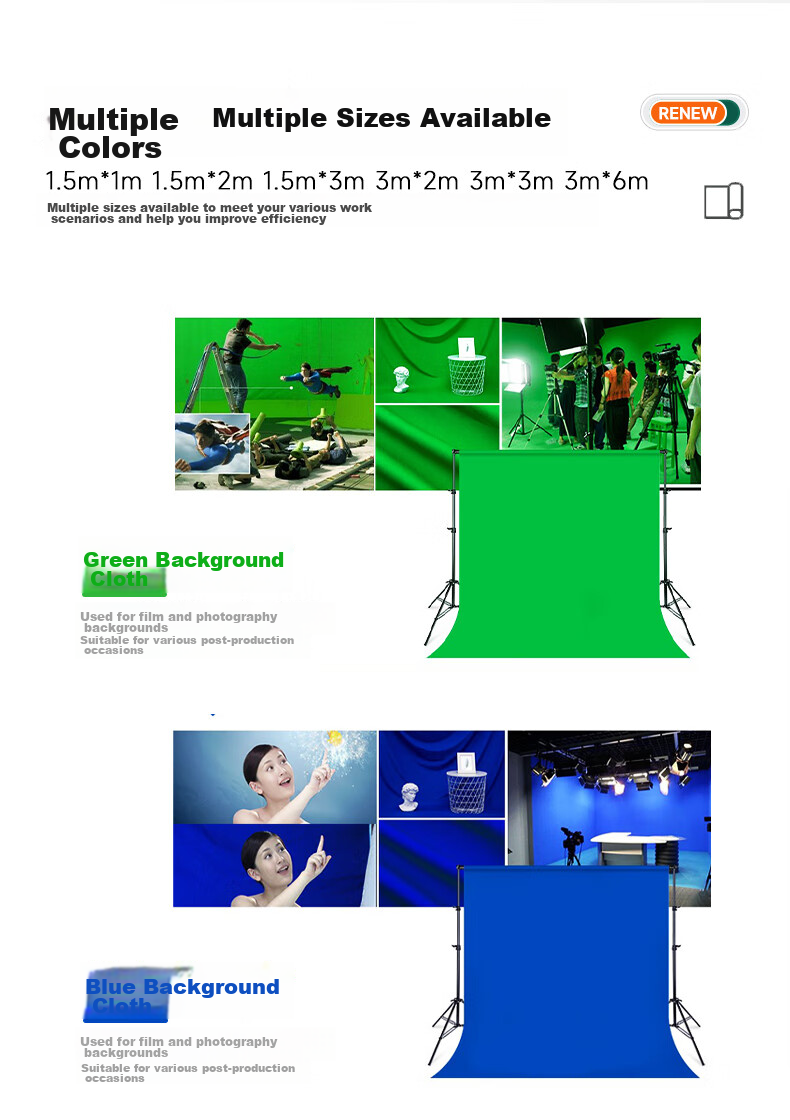 Beiyang 3*2 метра профессиональный портативный зеленый экран для фотосъемки, утолщенная ткань для фотосъемки, кино и телевидения, прямых трансляций, однотонный фон для хромакея, подставка для реквизита, рама для фона