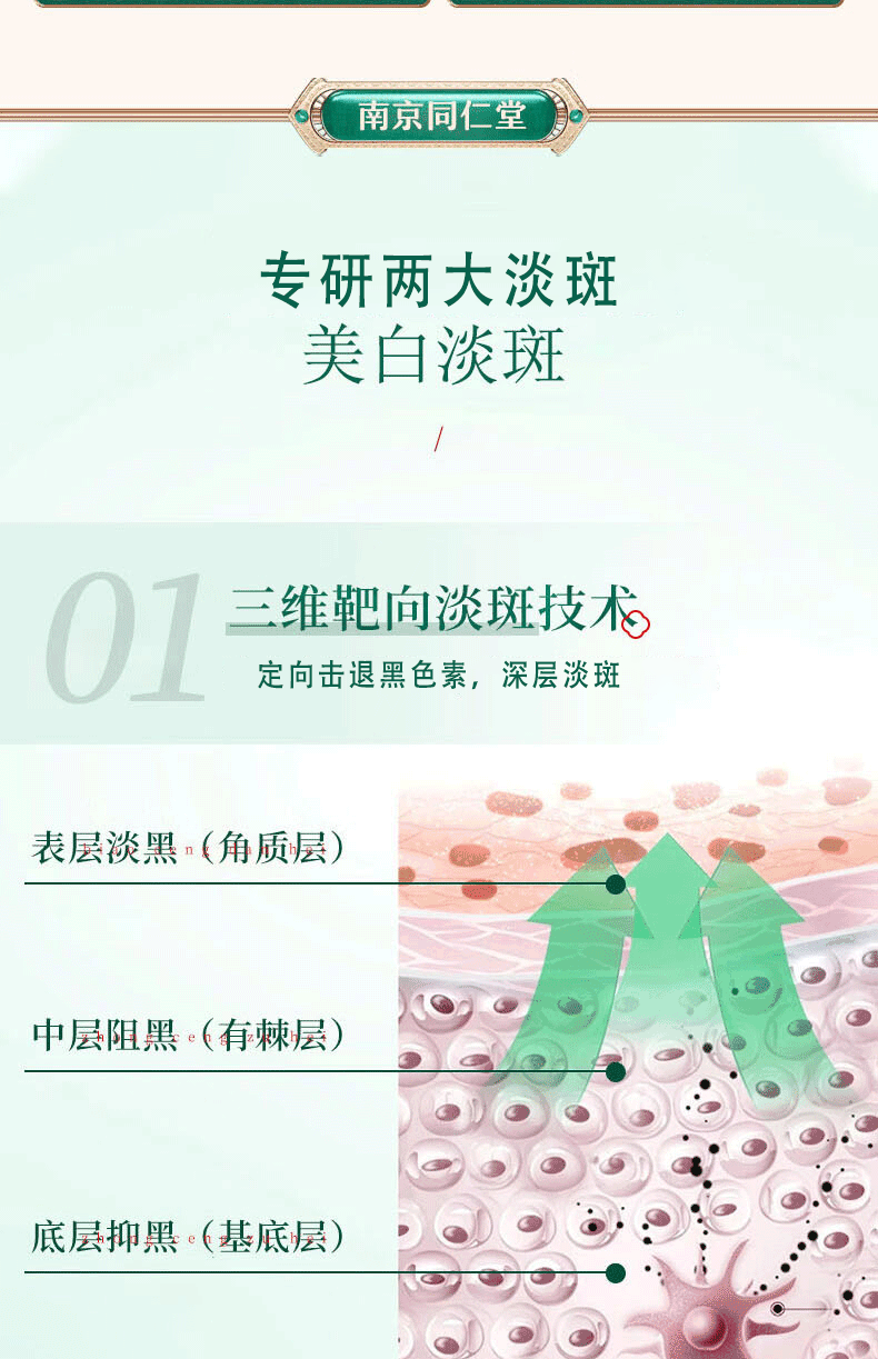 南京同仁堂美白祛斑霜去斑霜老年斑黄褐斑雀斑遗传斑晒斑淡化黑色素面霜50g