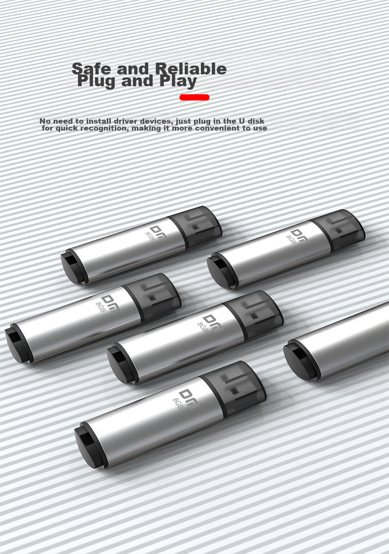 USB-флеш-накопитель DM Daimai 8GB USB 2.0, PD204 Серебристый, маленький USB-накопитель для тендеров, компьютеров, автомобилей.