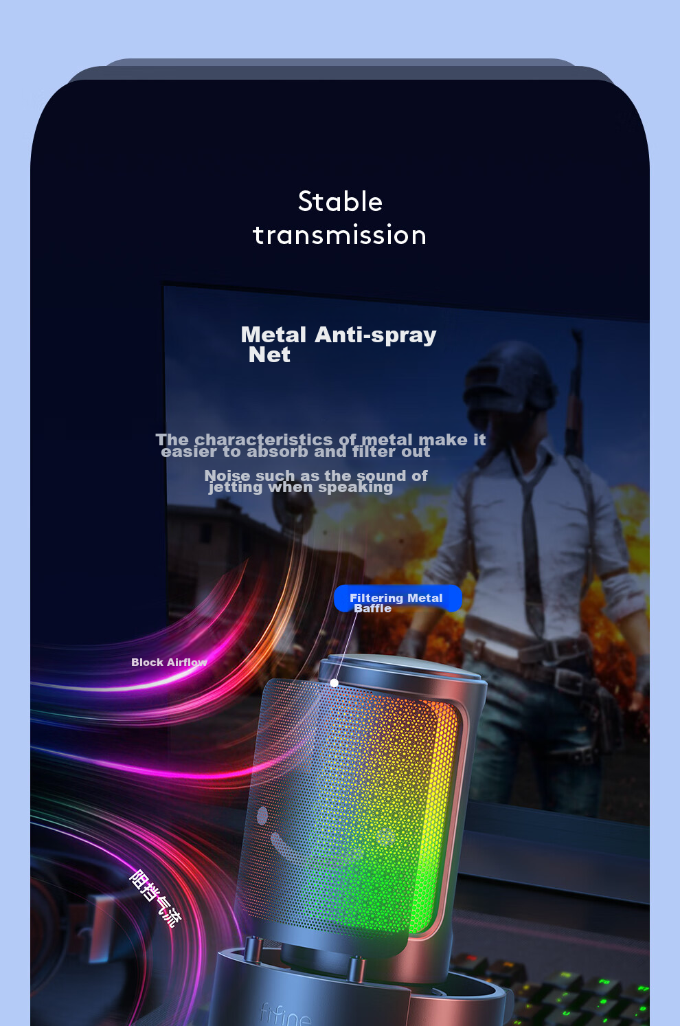 USB-микрофон FIFINE A8 для стриминга, караоке, записи голоса, игр, TikTok, онлайн-обучения, с шумоподавлением