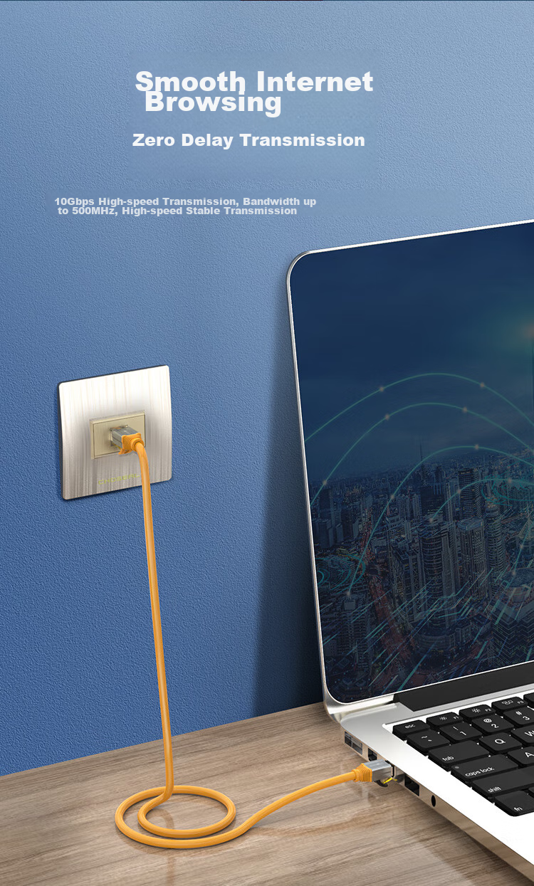 Сетевой кабель CHOSEAL Cat6a, 10 Гбит/с, двухэкранированный, чистая медь, 1.5 метра, оранжевый