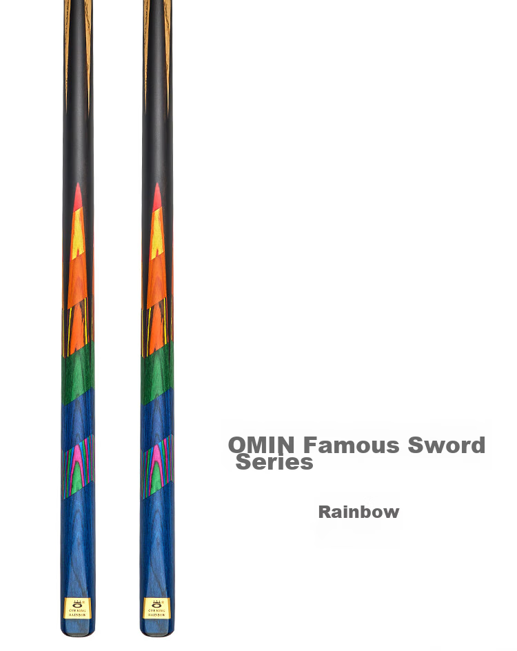 Кий для бильярда O’MIN Mingjian Series - Rainbow, 10 мм, для русского бильярда и снукера, 145 см, 18 унций, с аксессуарами