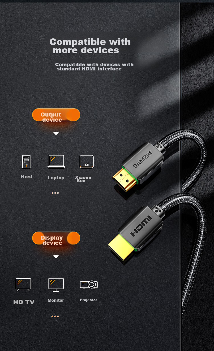 HDMI кабель SAMZHE 2.0, 2 метра, 4K, 3D, черный