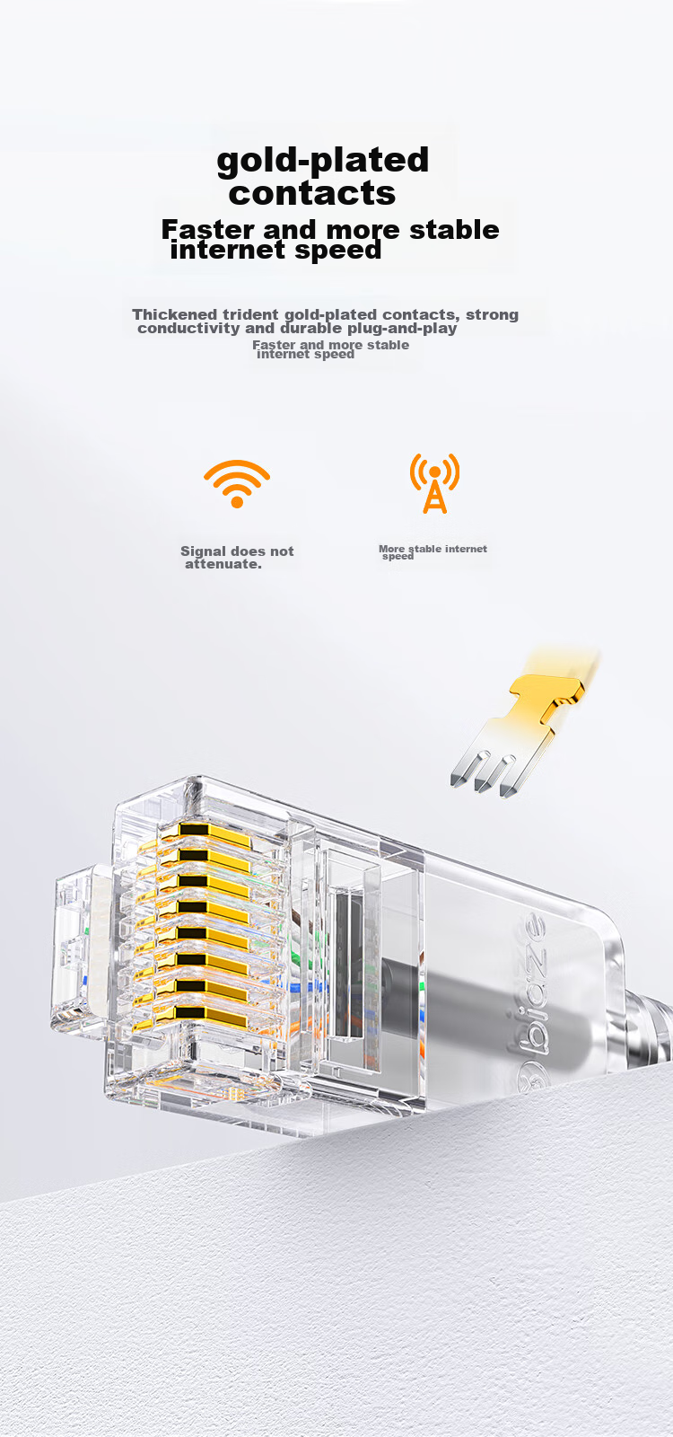 Сетевой кабель BIAZE CAT6A Slim Ethernet, 1.5 метра, белый