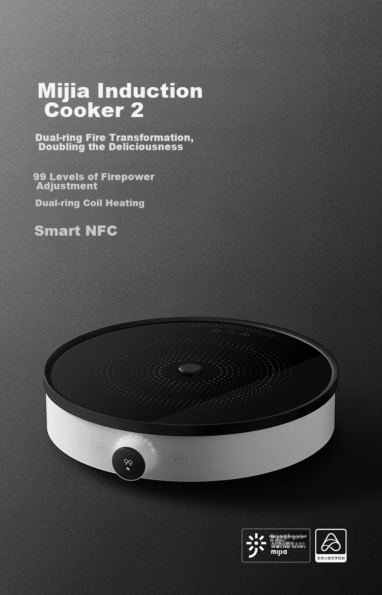 Индукционная плита Xiaomi Mijia, 2000 Вт, 99 уровней нагрева, умная многофункциональная бытовая техника, круглая форма