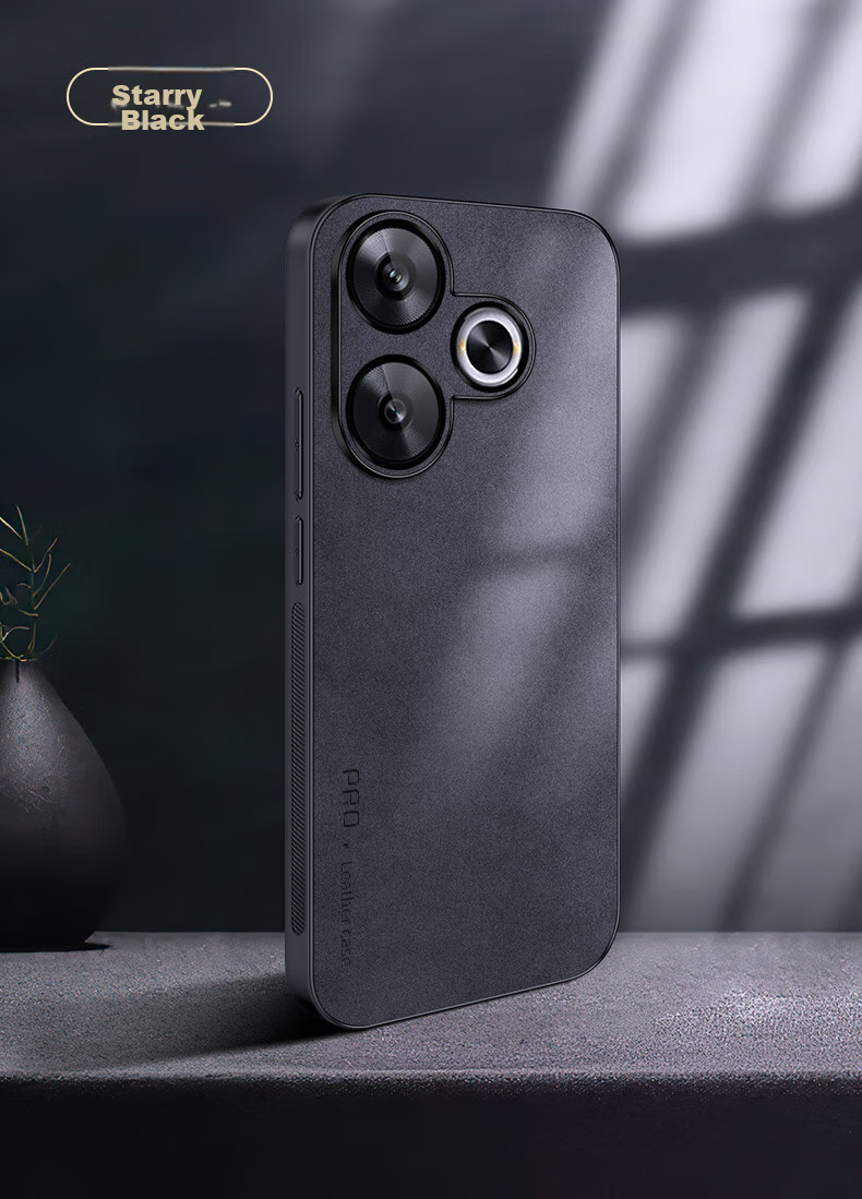 Чехол для Xiaomi Redmi Turbo 3, защитный, из силикона и искусственной кожи, черный, от бренда Shangsu