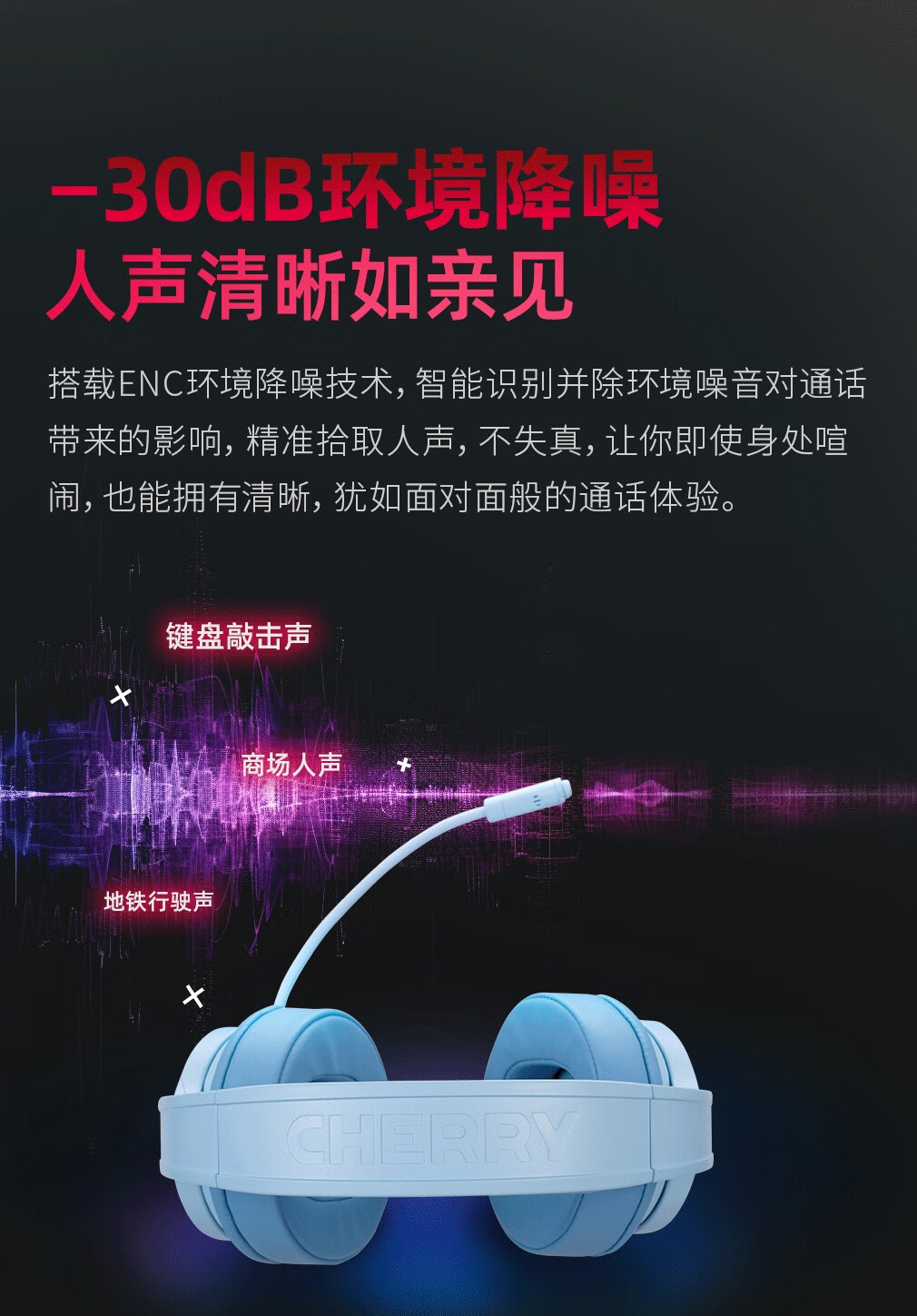 Игровая гарнитура CHERRY HW2.2, полноразмерная, беспроводная, с микрофоном, цвет белый