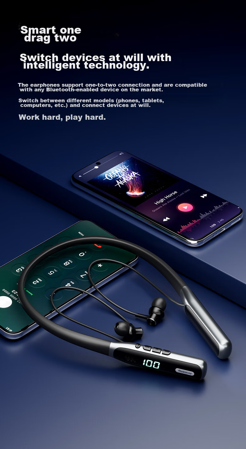 Беспроводные наушники Newmine G1 Bluetooth, для спорта, караоке, игр, звонков, с шумоподавлением, полувнутриканальные, длительное время работы, совместимы с Apple, Huawei, Xiaomi