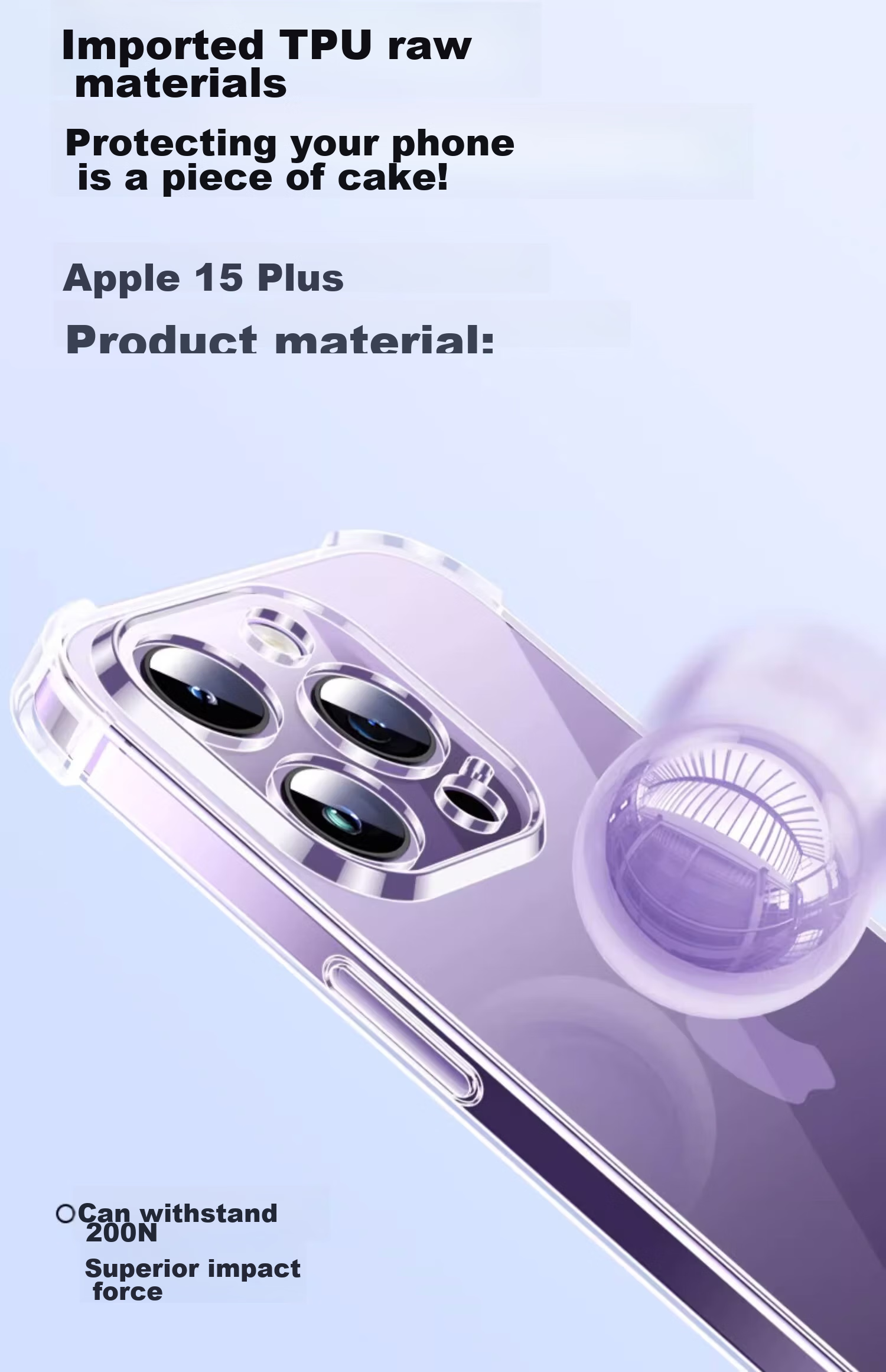Чехол Kelleia для iPhone 15 Pro, противоударный, анти-желтый, ультратонкий с защитой камеры