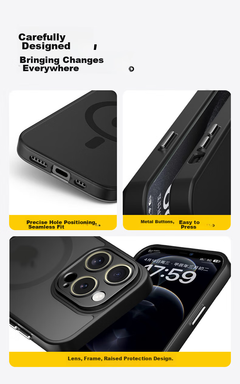 Чехол KEKLLE для iPhone 12 Pro Max, Магнитный, Противоударный, Защитный, Полупрозрачный, Черный