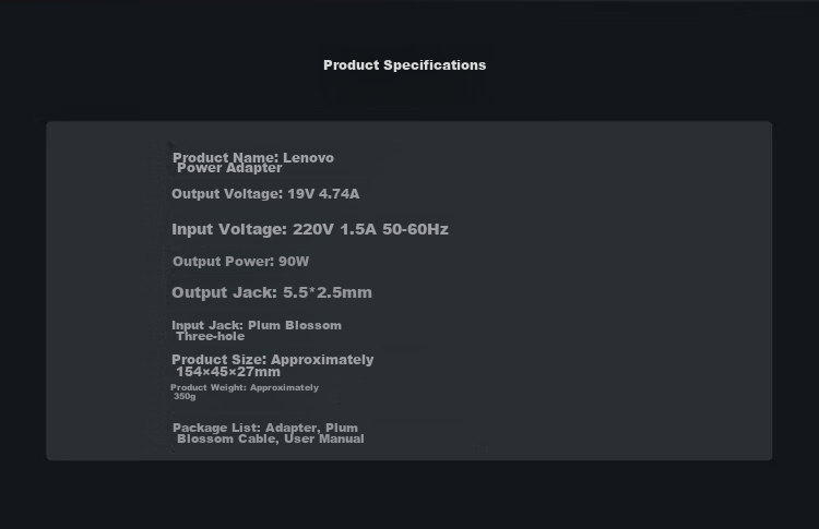 Адаптер питания Lenovo 90W 19V 4.74A 5.5*2.5mm для ноутбука, универсальный, черный