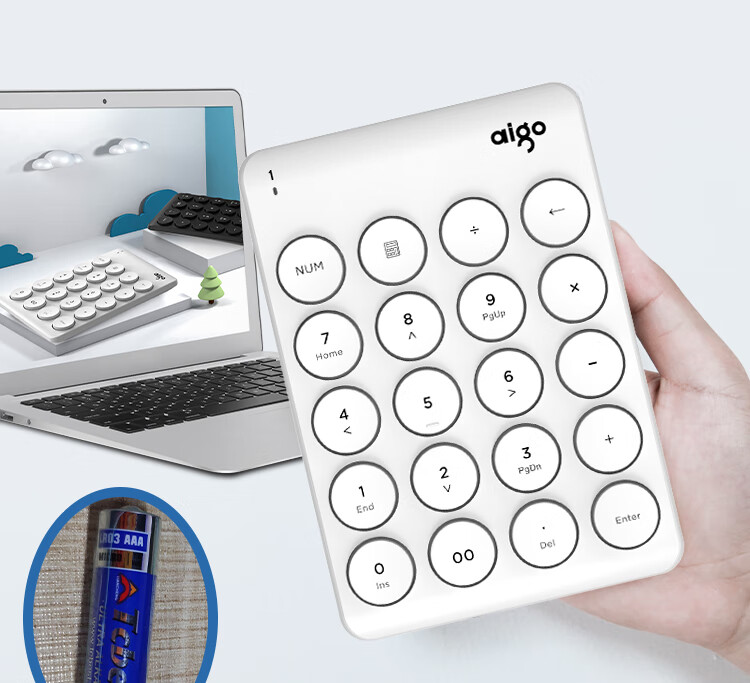 Цифровая беспроводная клавиатура Aigo N18MAX, 2.4G, черный, для ноутбуков и настольных компьютеров, для финансов, кассиров и биржевых стоек