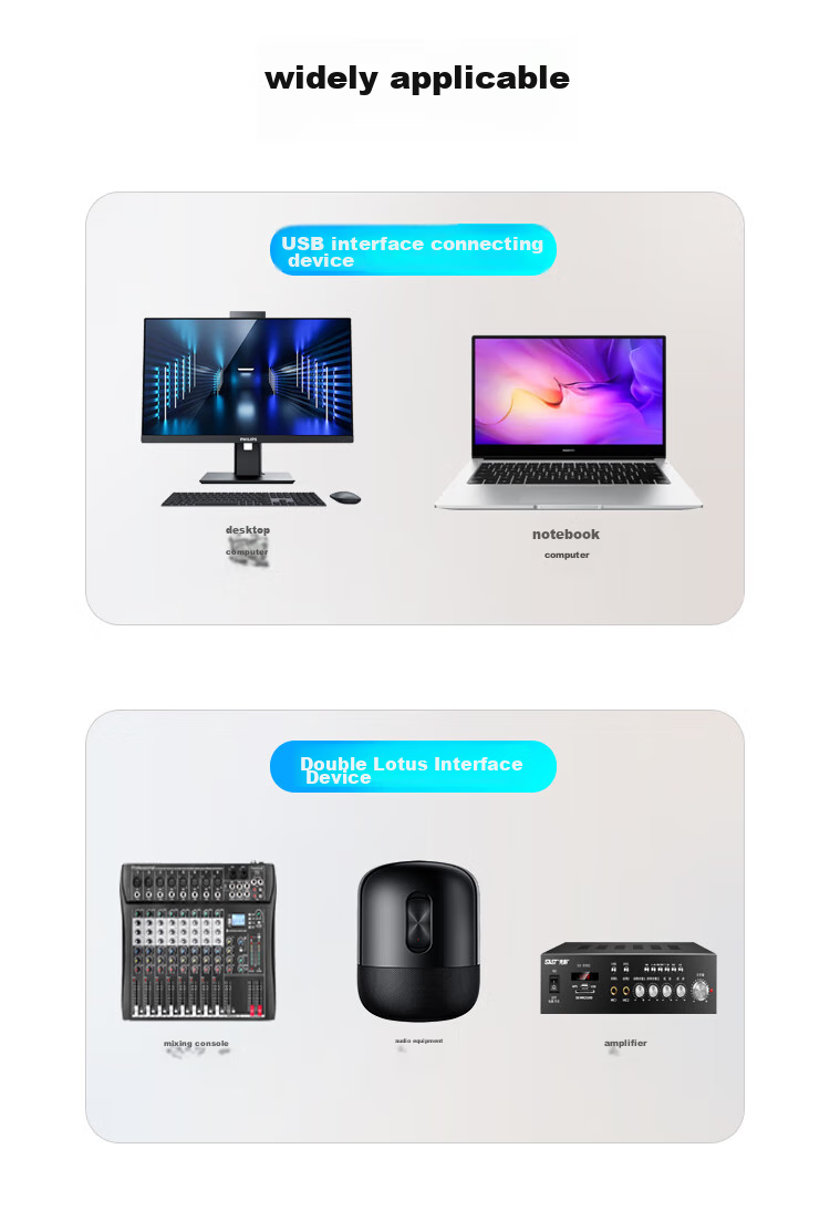 Кабель ZHENWEI USB - Dual RCA, 1.5 метра, для подключения ноутбуков и настольных компьютеров к акустическим системам, усилителям и микшерным пультам