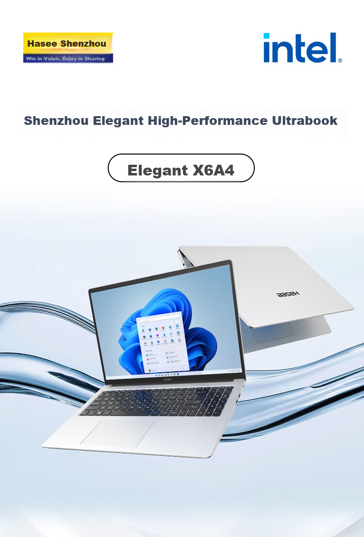 Ноутбук HASEE Elegant X6, 16 дюймов, Intel Core i5-12450H, 16 ГБ ОЗУ, 512 ГБ SSD, Wi-Fi 6, серебристый