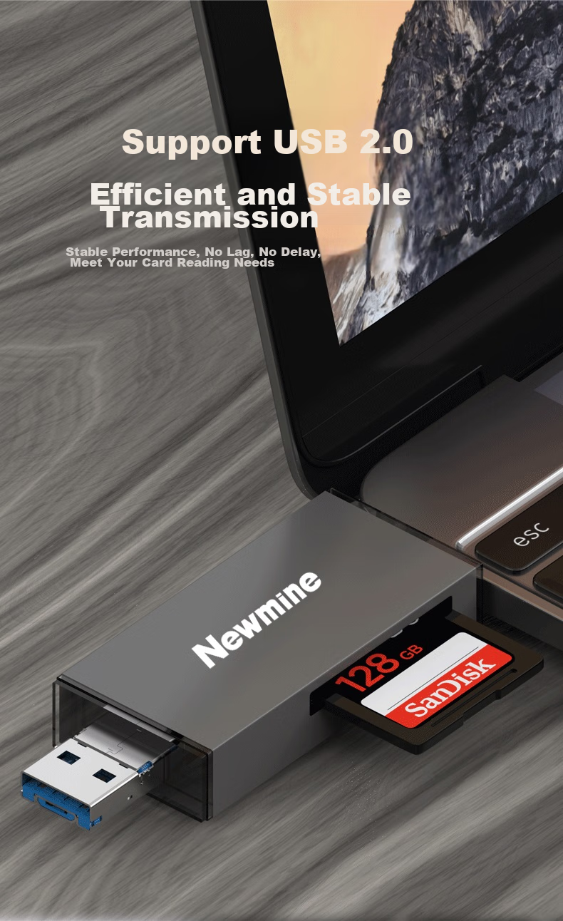 Многофункциональная док-станция Newmine 7-в-1, высокоскоростной кард-ридер, поддержка SD/TF/USB для DSLR-камер, смартфонов, видеорегистраторов, карт памяти