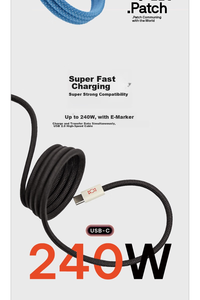 Магнитный кабель CANDYSIGN MagTie 100W USB A-C Sweet White для iPhone, iPad, ноутбуков, 1 метр