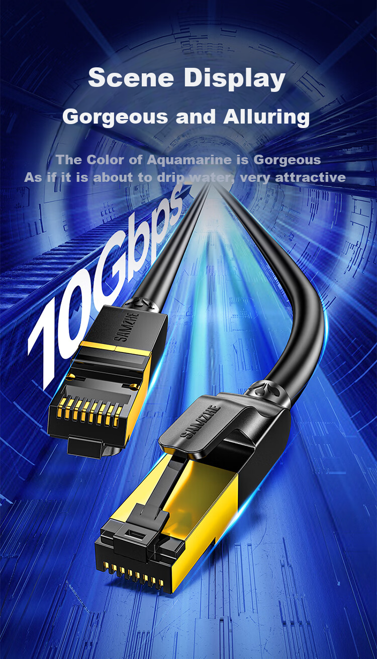 Сетевой кабель SAMZHE Cat7 Ethernet, чистая медь, 1 метр, 10 Gigabit экранированный сетевой кабель CAT7, игровой витая пара, домашний сетевой кабель для широкополосного доступа, патч-корд 2.5G