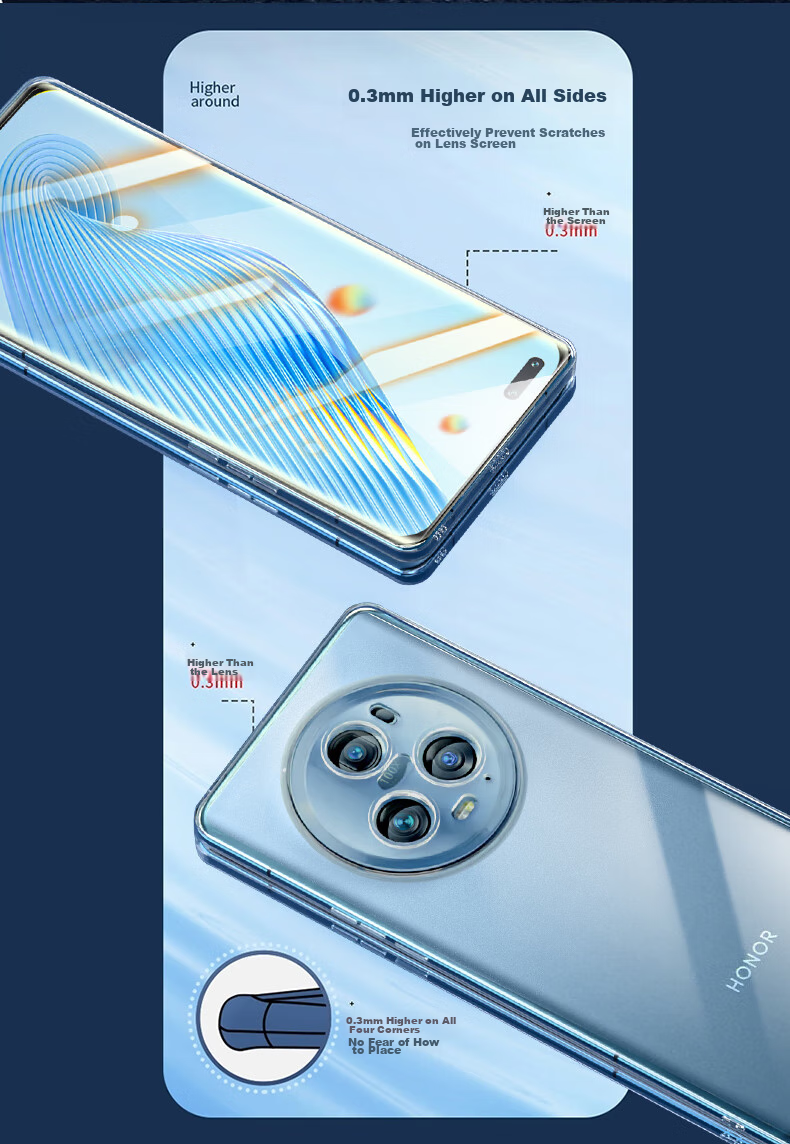 Чехол HotFire для Honor Magic5 Pro, силиконовый, прозрачный, противоударный, с защитой камеры