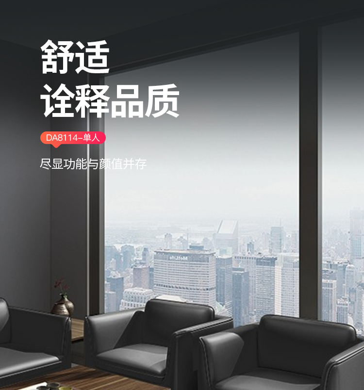 迪欧 DIOUS 简约现代 办公沙发 家用休闲沙发  商务沙发 黑色 西皮 单人位