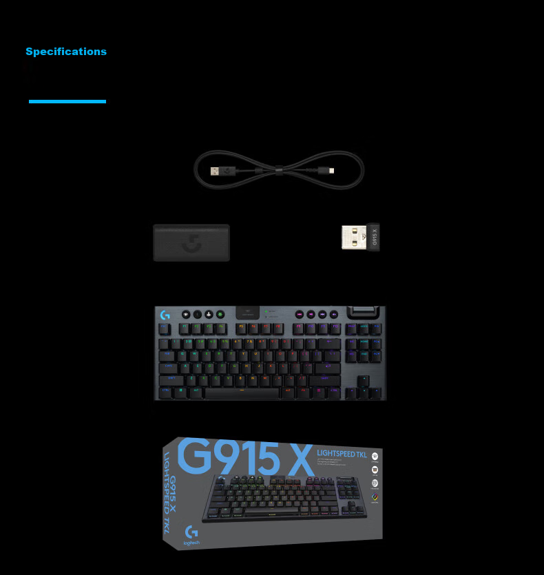 Игровая механическая клавиатура Logitech G G915 X LIGHTSPEED TKL с низким профилем, беспроводная, белая, коричневый переключатель
