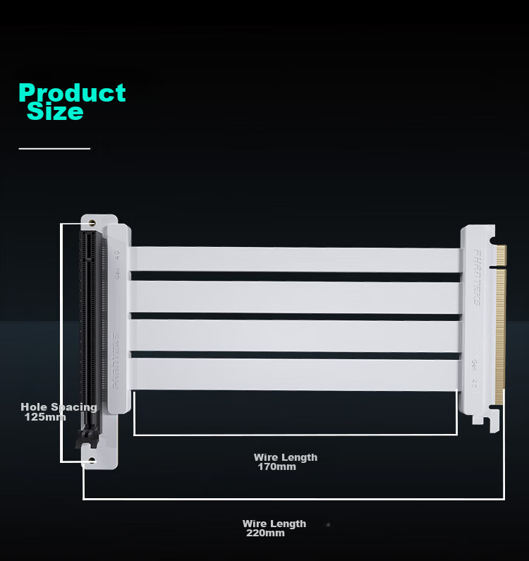 Комплект вертикального крепления для видеокарты PHANTEKS PCI-E 5.0/4.0, 7-слотовый корпус ATX, удлинительный кабель 220 мм, высокопрочный слот, 5080