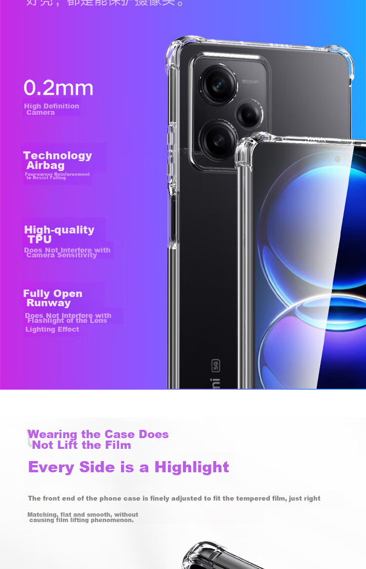 ESCASE Чехол-накладка противоударный для Xiaomi Redmi Note 12 Pro, Прозрачный Белый