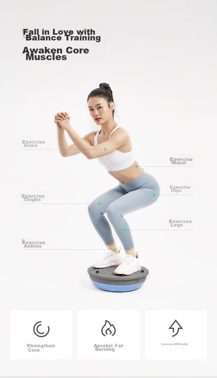 Балансировочный мяч Keep Bosu, для взрослых и детей, для тренировок на баланс и интеграцию, утолщенный, полусфера, синий, размер 47